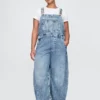Salopette en denim ultra-doux à coupe en fer à cheval