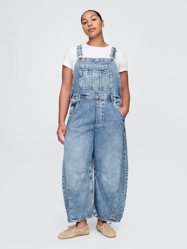 Salopette en denim ultra-doux à coupe en fer à cheval