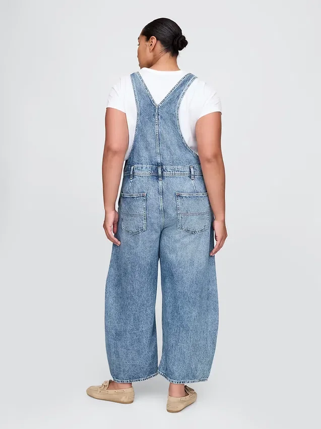 Salopette en denim ultra-doux à coupe en fer à cheval