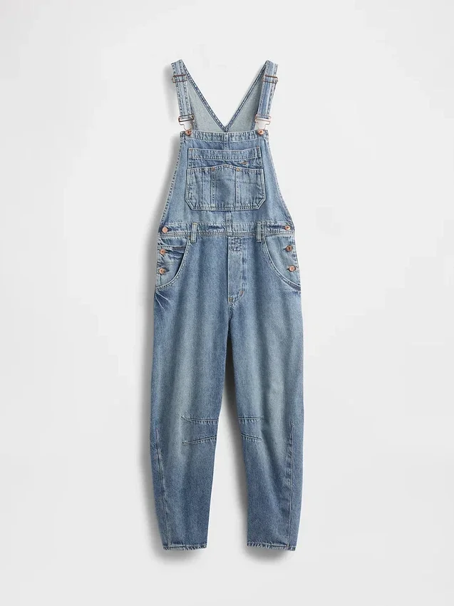 Salopette en denim ultra-doux à coupe en fer à cheval