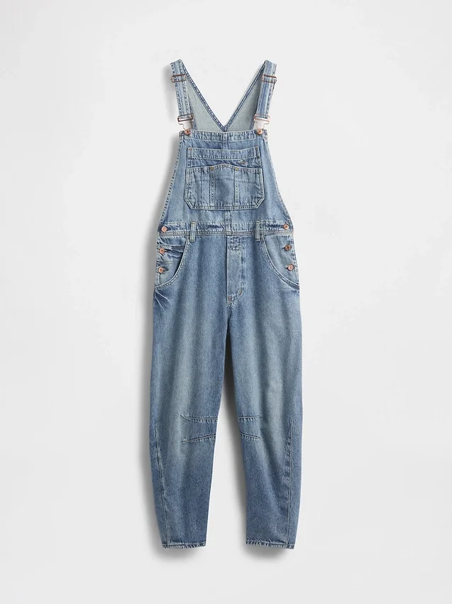 Salopette en denim ultra-doux à coupe en fer à cheval