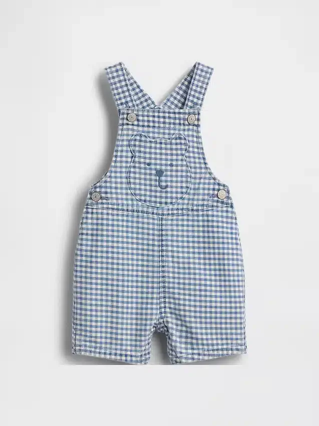 Salopette pour bébé en denim vichy à poche « Brannan Bear »