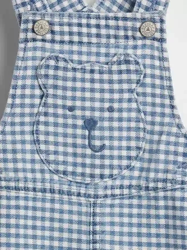 Salopette pour bébé en denim vichy à poche « Brannan Bear »