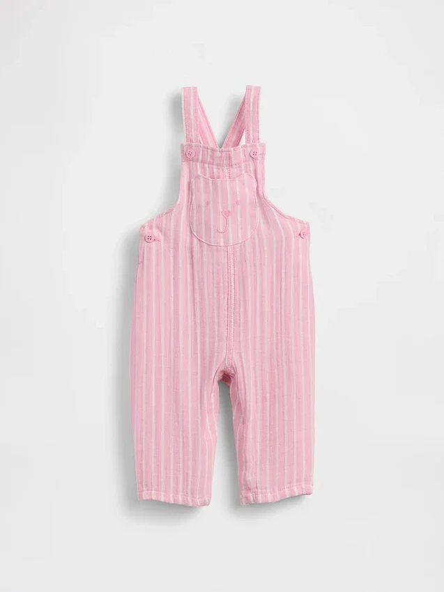 Salopette pour bébé en gaze de coton avec ours Brannan