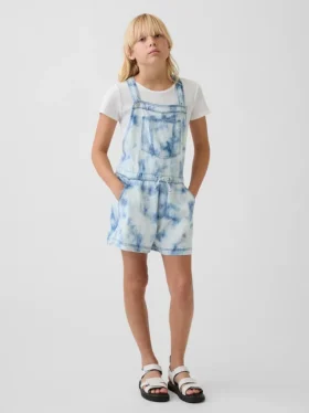 Salopettes décontractées en denim tie-dye pour enfants