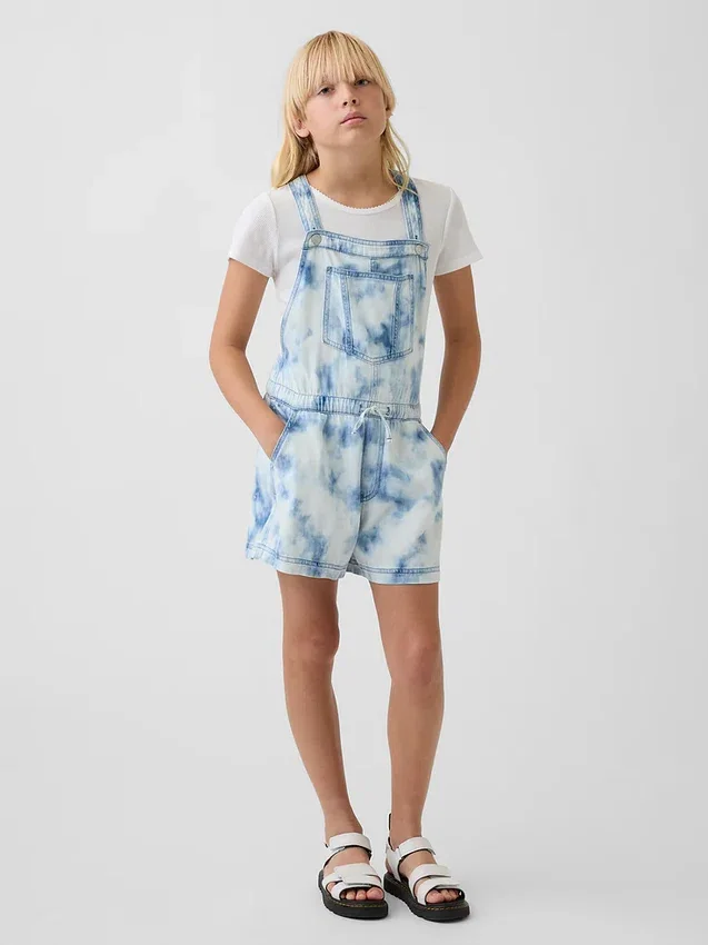 Salopettes décontractées en denim tie-dye pour enfants