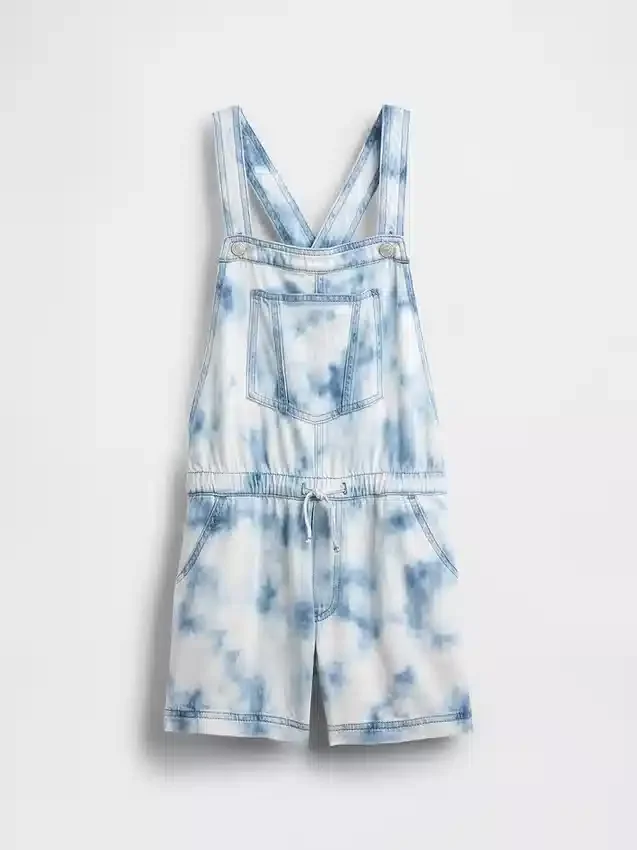 Salopettes décontractées en denim tie-dye pour enfants