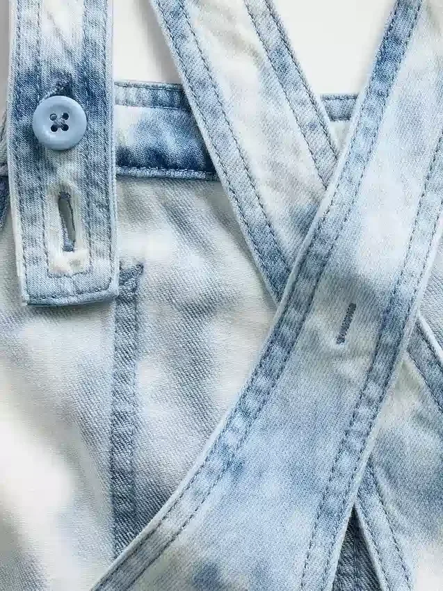 Salopettes décontractées en denim tie-dye pour enfants