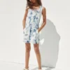 Salopettes décontractées en denim tie-dye pour enfants