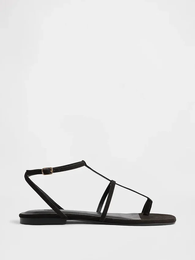 Sandales à bride en T en daim vegan