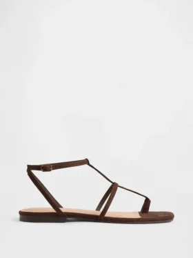 Sandales à bride en T en daim vegan