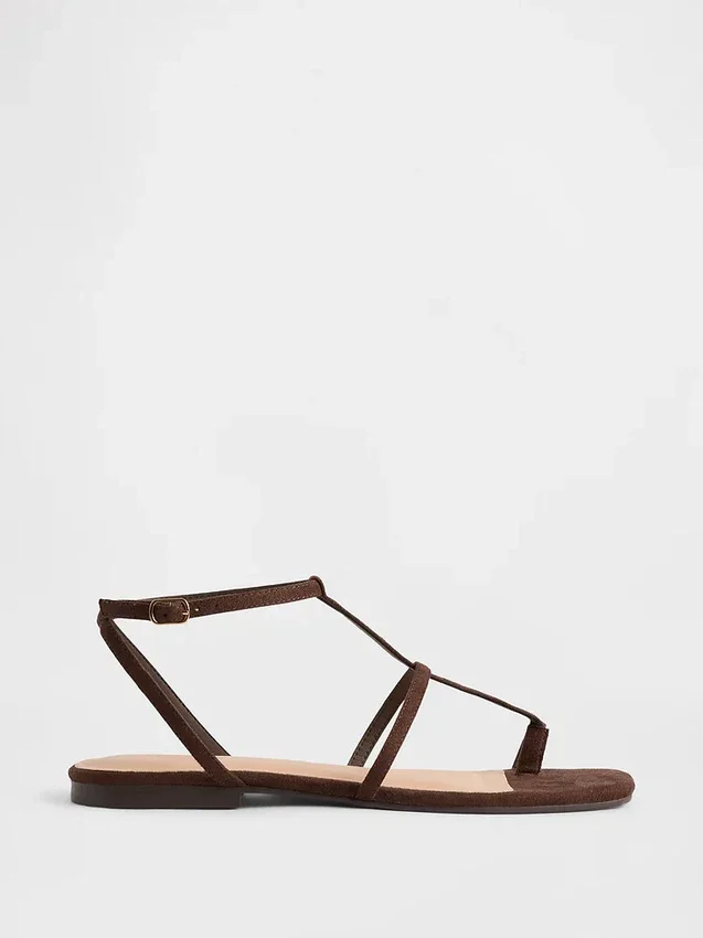 Sandales à bride en T en daim vegan