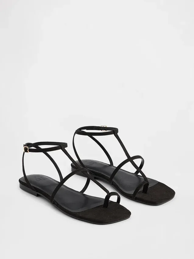 Sandales à bride en T en daim vegan