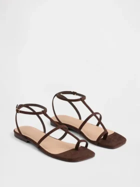 Sandales à bride en T en daim vegan