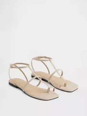 Sandales à bride en T en daim vegan