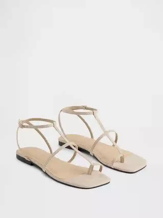Sandales à bride en T en daim vegan