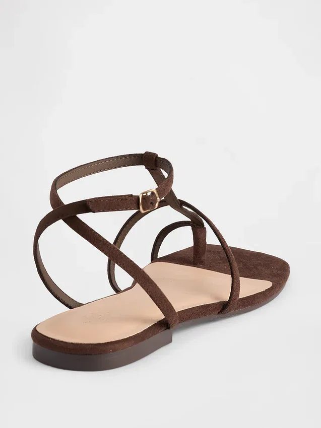 Sandales à bride en T en daim vegan