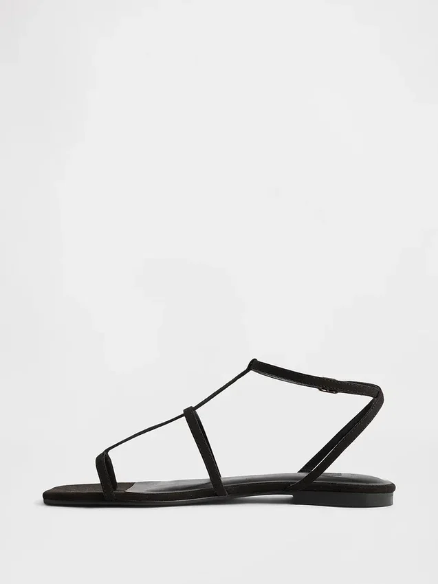 Sandales à bride en T en daim vegan