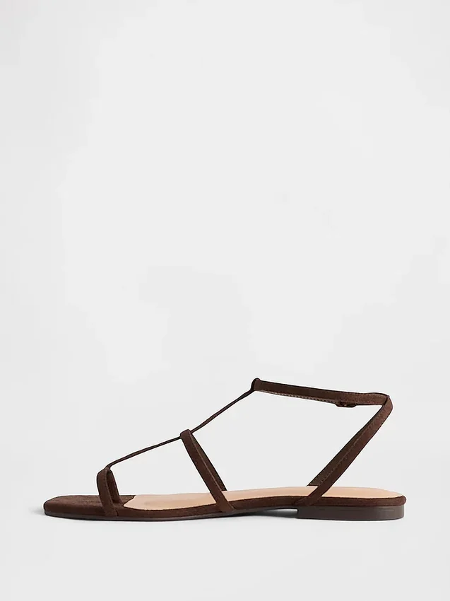Sandales à bride en T en daim vegan