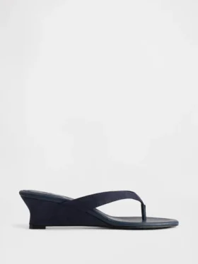 Sandales à lanières en cuir vegan à talon compensé