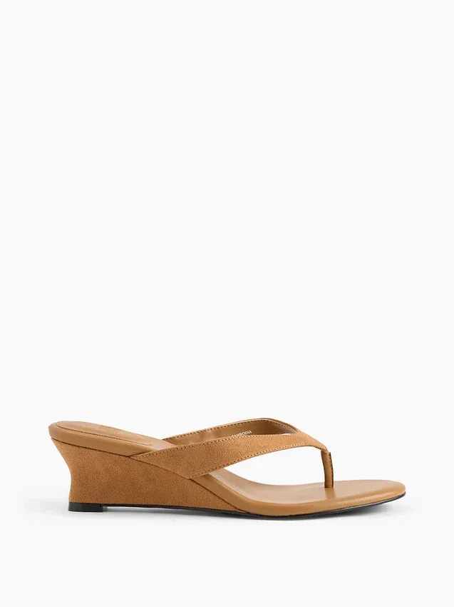 Sandales à lanières en cuir vegan à talon compensé