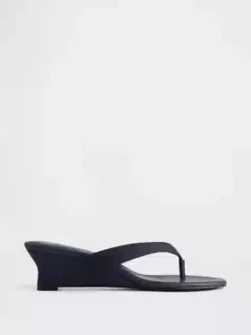 Sandales à lanières en cuir vegan à talon compensé