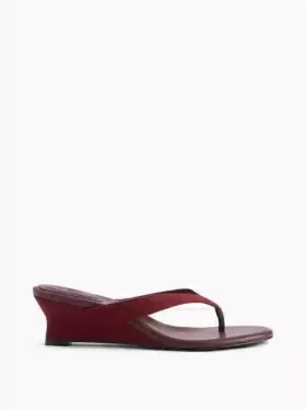 Sandales à lanières en cuir vegan à talon compensé
