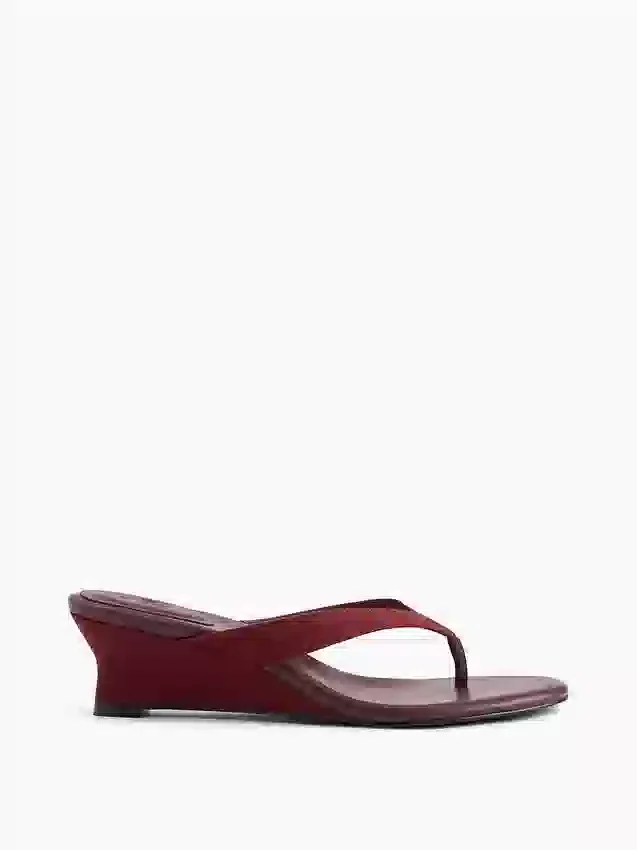 Sandales à lanières en cuir vegan à talon compensé
