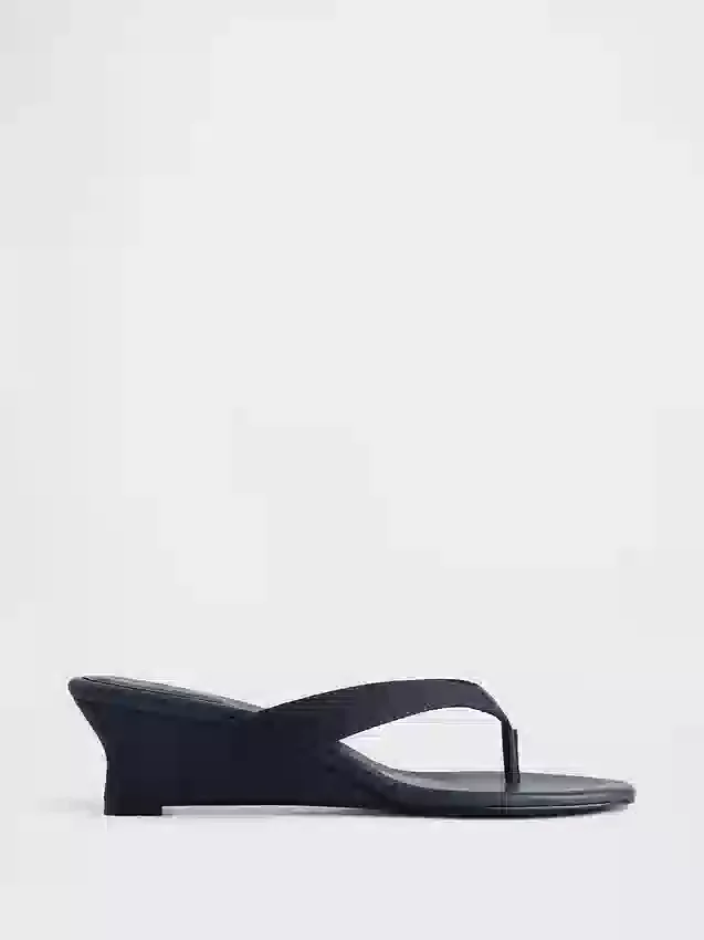 Sandales à lanières en cuir vegan à talon compensé