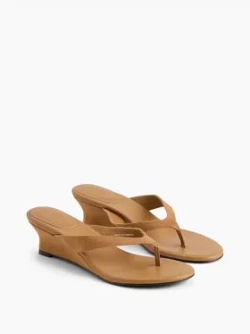 Sandales à lanières en cuir vegan à talon compensé