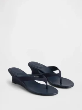 Sandales à lanières en cuir vegan à talon compensé