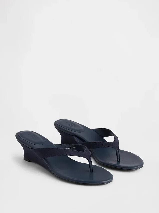 Sandales à lanières en cuir vegan à talon compensé