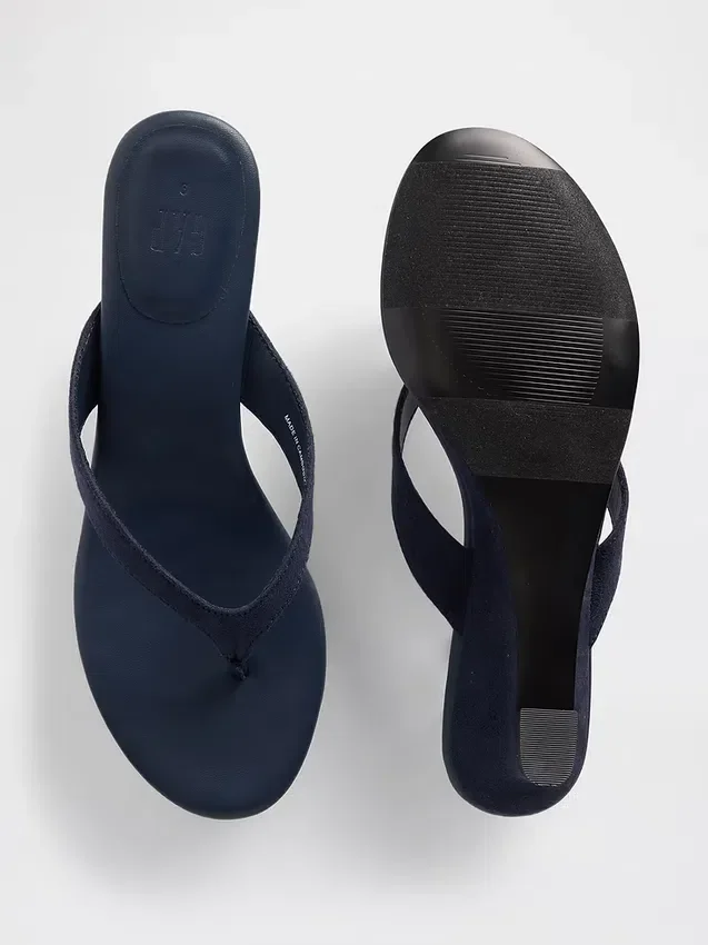 Sandales à lanières en cuir vegan à talon compensé