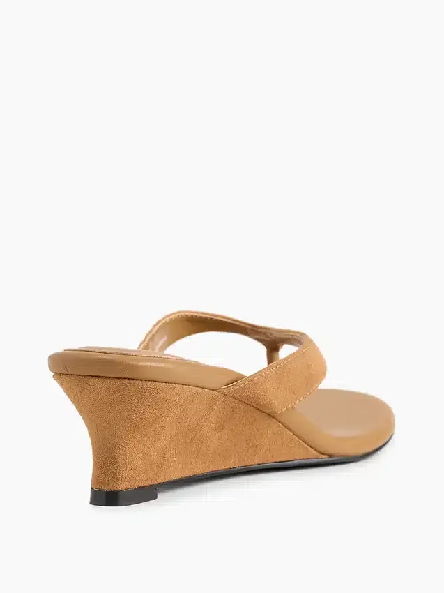 Sandales à lanières en cuir vegan à talon compensé