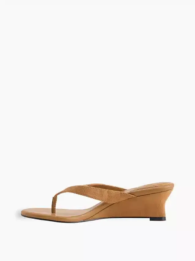 Sandales à lanières en cuir vegan à talon compensé