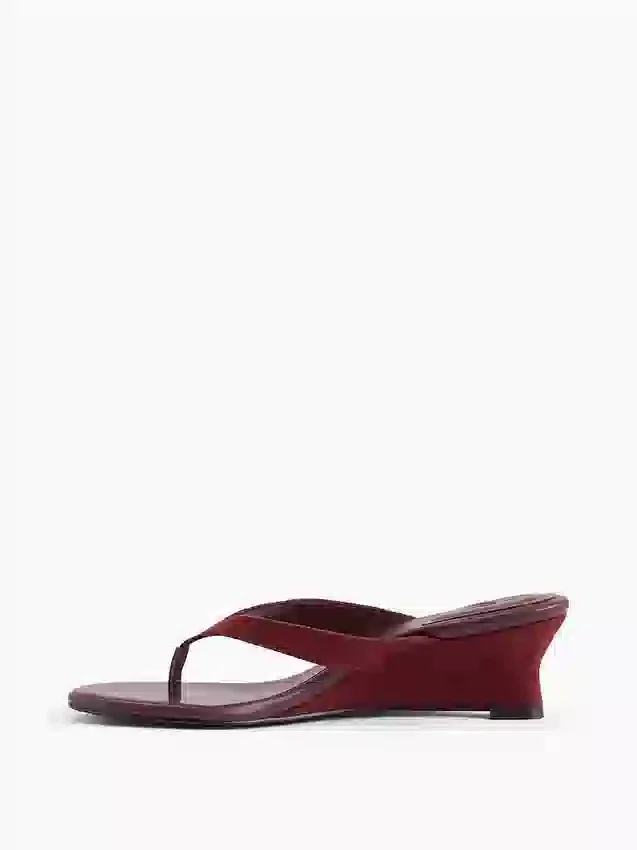 Sandales à lanières en cuir vegan à talon compensé