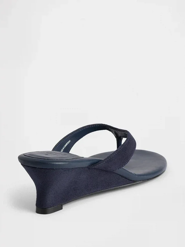 Sandales à lanières en cuir vegan à talon compensé