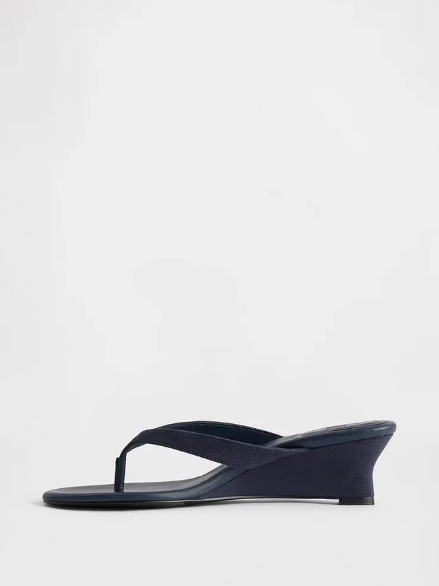 Sandales à lanières en cuir vegan à talon compensé