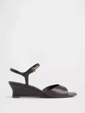 Sandales à talon compensé en cuir vegan