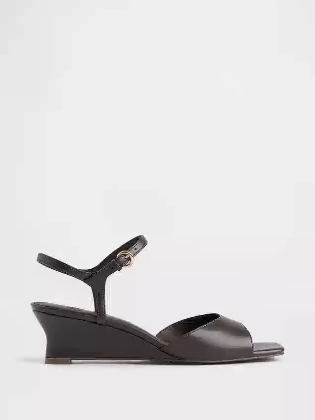 Sandales à talon compensé en cuir vegan