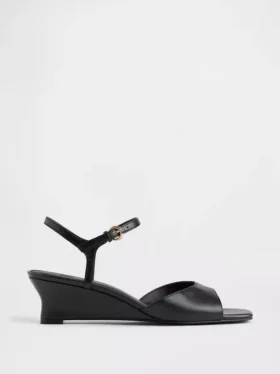 Sandales à talon compensé en cuir vegan