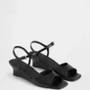 Sandales à talon compensé en cuir vegan