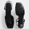 Sandales à talon compensé en cuir vegan
