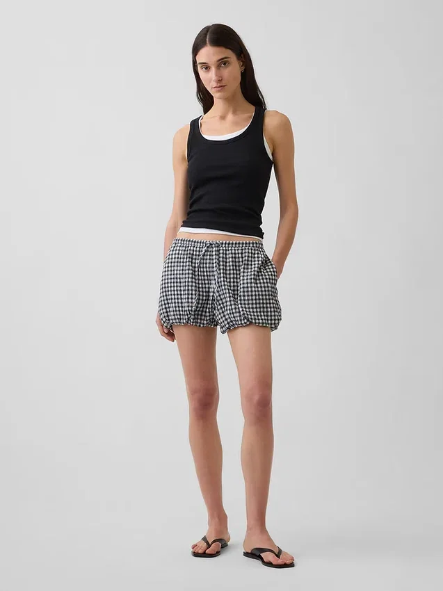 Short ample à bulles vichy