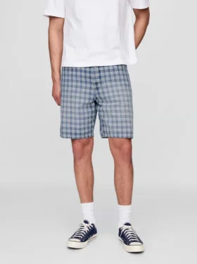 Short ample en denim à carreaux style années 90