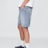Short ample en denim à carreaux style années 90