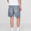 Short ample en denim à carreaux style années 90