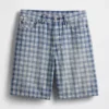 Short ample en denim à carreaux style années 90