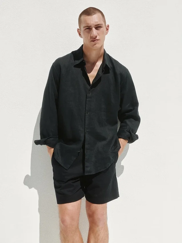 Short ample en mélange de lin de 5,5"