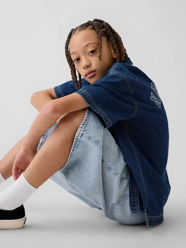 Short baggy en denim ultra-doux pour enfants